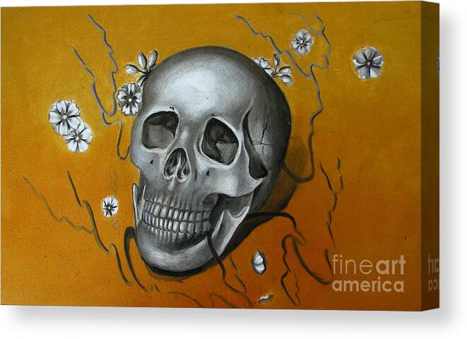 Skull Canvas Print featuring the painting Mortality #1 by Iglika Milcheva-Godfrey