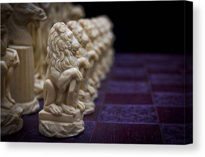 Chess Canvas Print featuring the photograph Pawns in a Row #1 by Doug Long