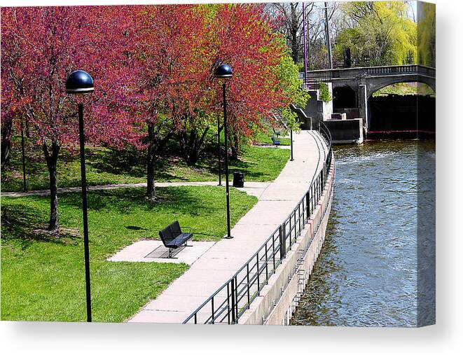 Colorful Canvas Print featuring the photograph Riverside Park #1 by Scott Hovind