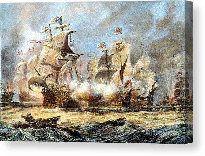 1588 Canvas Print featuring the photograph Spanish Armada, 1588 #71 by Granger