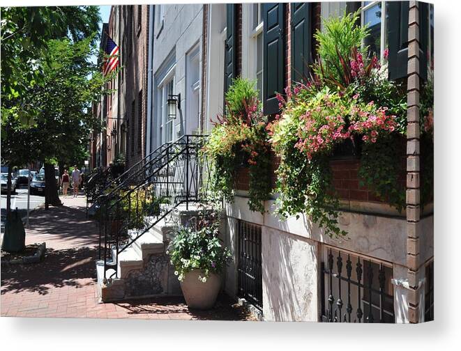 Spruce Street Canvas Print featuring the photograph Spruce Street #1 by Andrew Dinh