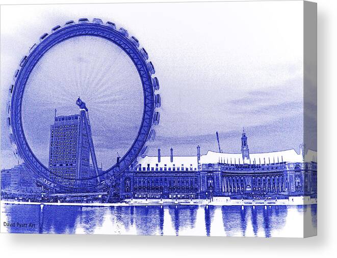 London Canvas Print featuring the digital art London Eye Art #17 by David Pyatt