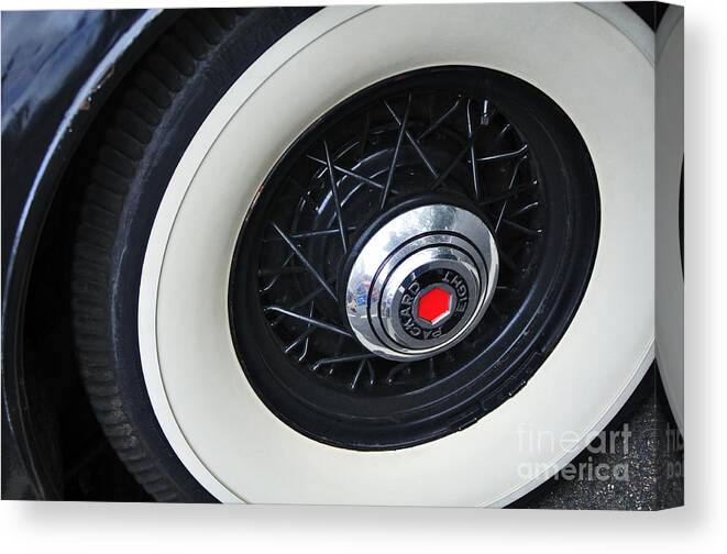 Photography Canvas Print featuring the photograph 1934 Packard Eight - Rear Wheel by Kaye Menner