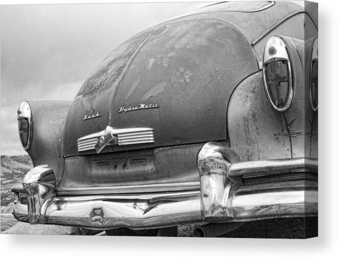 Nash Canvas Print featuring the photograph 1950 Nash Hydra-Matic Back End BW by James BO Insogna
