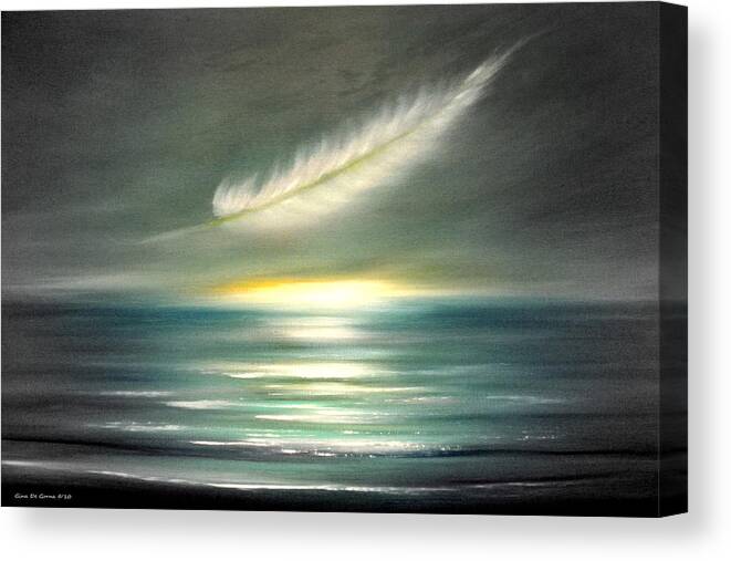 Sunset Canvas Print featuring the painting Feather at Sunset #2 by Gina De Gorna