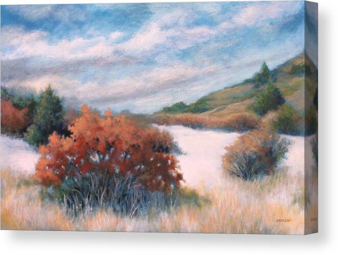 Landscape Canvas Print featuring the painting Meandering near Prescott #2 by Peggy Wrobleski