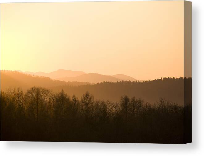 Mountains Canvas Print featuring the photograph Mountains on fire #2 by Ian Middleton