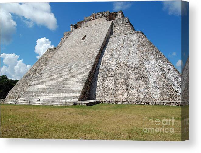 Travelpixpro Uxmal Canvas Print featuring the photograph Pyramid of the Magician at Uxmal Mexico #3 by Shawn O'Brien