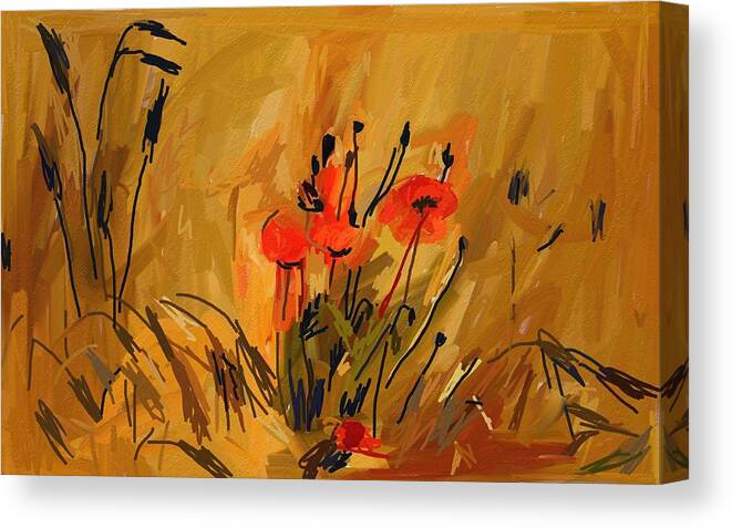 Flowers Canvas Print featuring the painting Flowers #3 by Bogdan Floridana Oana