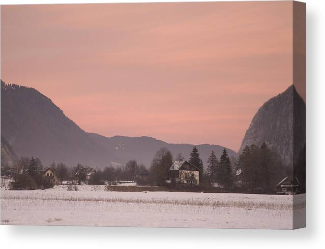 Bohinj Canvas Print featuring the photograph First sunset of the year #6 by Ian Middleton