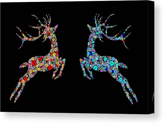 Animal Canvas Print featuring the painting Reindeer design by snowflakes #7 by Setsiri Silapasuwanchai