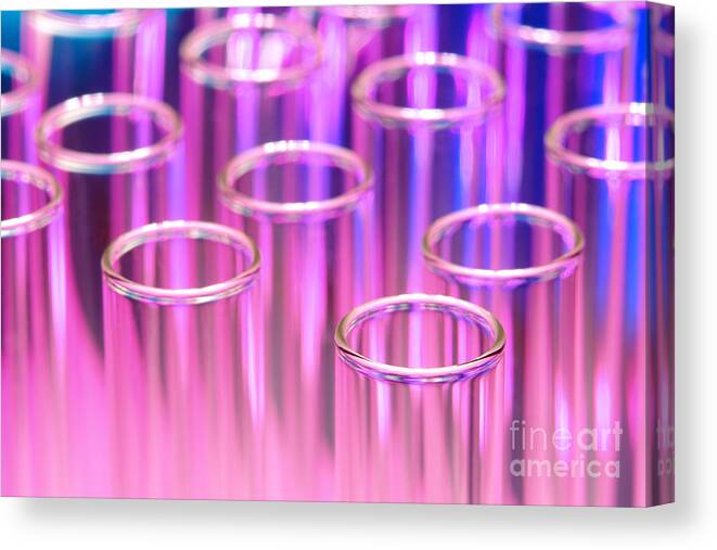 Test Canvas Print featuring the photograph Laboratory Test Tubes in Science Research Lab by Science Research Lab By Olivier Le Queinec
