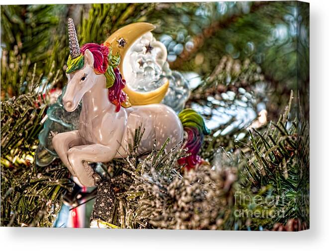 Unicorn Canvas Print featuring the photograph A Unicorn Jumped Over The Moon by Eddie Yerkish