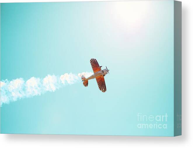 Airplane Canvas Print featuring the photograph Aerobatic Biplane Inverted by Kim Fearheiley