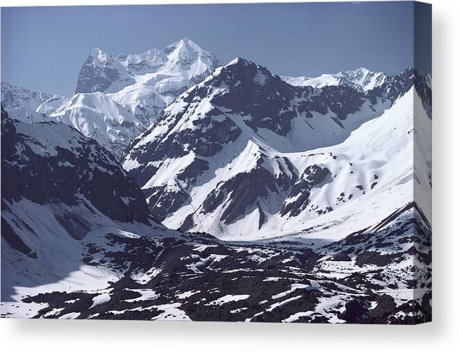 Andes Mountains Canvas Print featuring the photograph Andes Mountains Near Santiago, Chile by Larry Minden