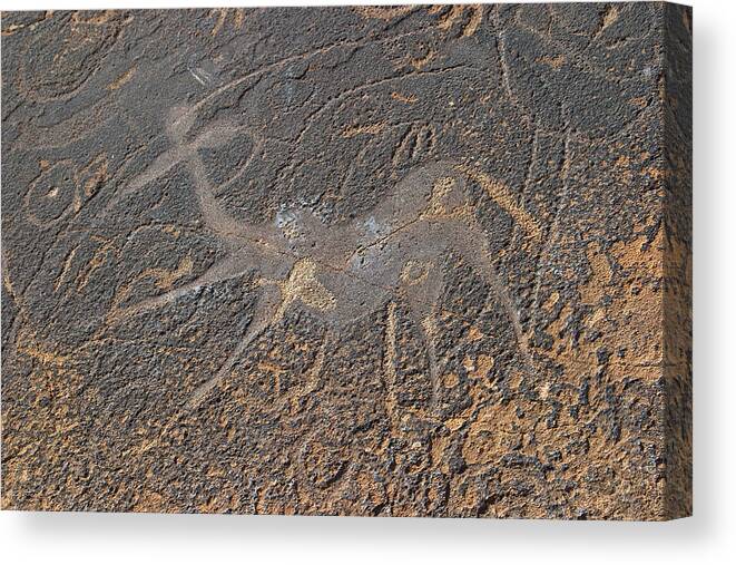 Antelope Canvas Print featuring the photograph Antelope Petroglyph Namibia by David Kleinsasser