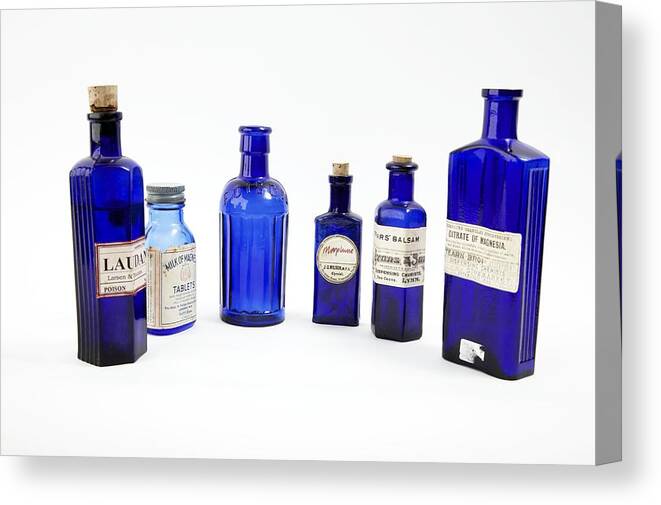 Bottle Canvas Print featuring the photograph Antique Pharmacy Bottles by Gregory Davies, Medinet Photographics