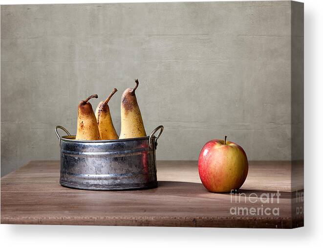 Pear Canvas Print featuring the photograph Apple and Pears 01 by Nailia Schwarz