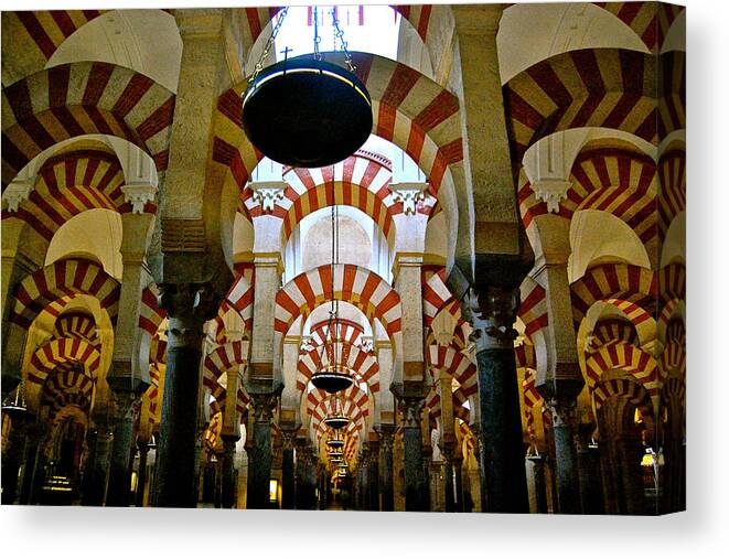 Cathedral Mosque Canvas Print featuring the photograph Arches by HweeYen Ong