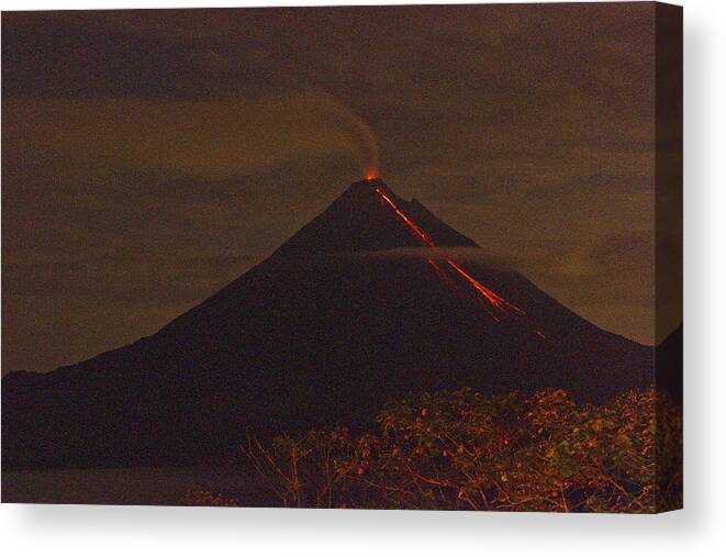 Landscape Canvas Print featuring the photograph Arenal By Night by John and Julie Black