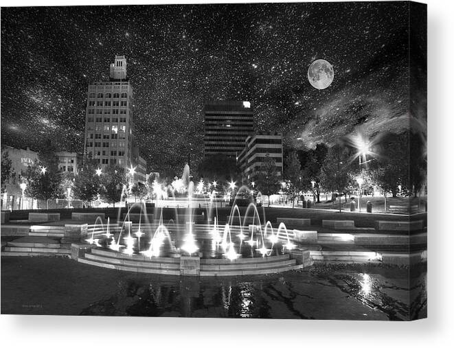 Asheville Canvas Print featuring the photograph Asheville Night Sky by Gray Artus