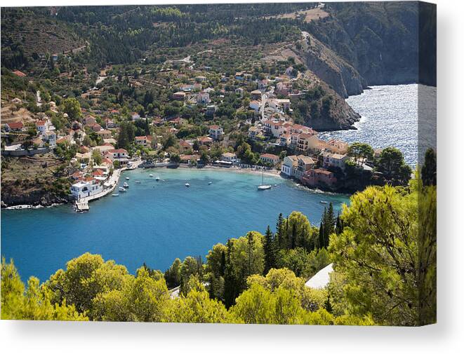 Assos Harbor In Greece Canvas Print featuring the photograph Assos Harbor in Greece by Rob Hemphill