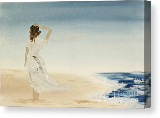 Beach Canvas Print featuring the painting At the beach by Andreas Berheide