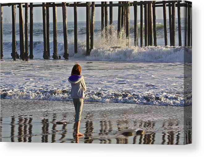 Sea Canvas Print featuring the photograph At The Pier by Diana Hatcher