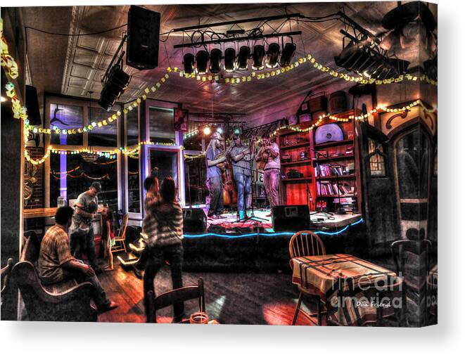Band Canvas Print featuring the photograph Band playing at Purple Fiddle by Dan Friend