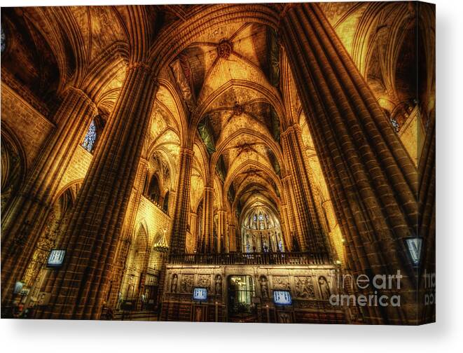 Yhun Suarez Canvas Print featuring the photograph Barcelona Cathedral by Yhun Suarez