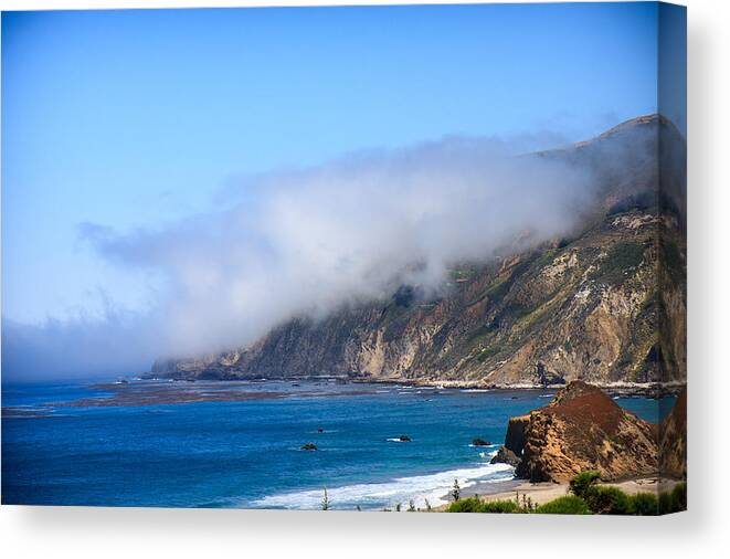Northern California Canvas Print featuring the photograph Big Sur Coastline With Fog by Dina Calvarese