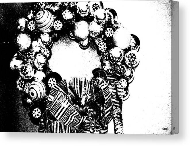 Black And White Canvas Print featuring the photograph Black And White Wreath by Diane montana Jansson