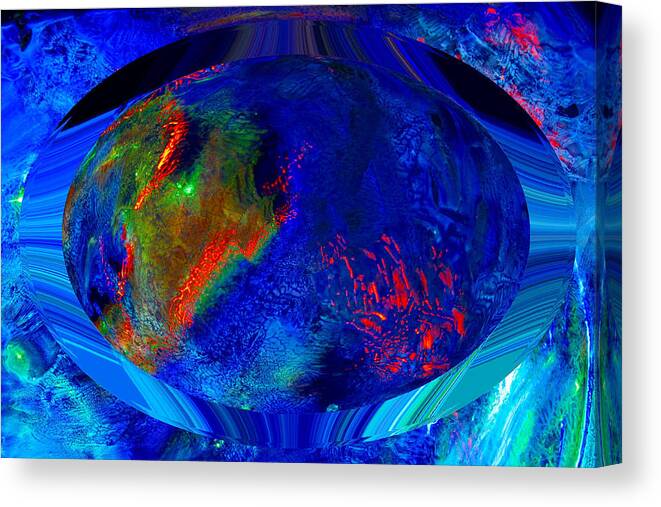 Abstract Canvas Print featuring the digital art Blue Planet by Colleen Cannon