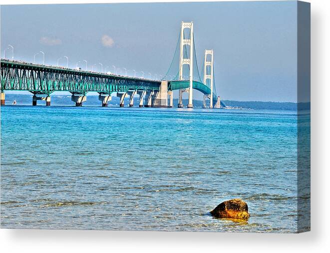 Great Lakes Canvas Print featuring the photograph Blue Water In The Straits Of Mackinac by Janice Adomeit