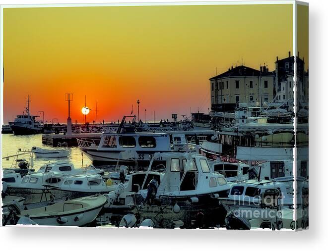 Boats Canvas Print featuring the photograph Boats at Sundown by Madeline Ellis