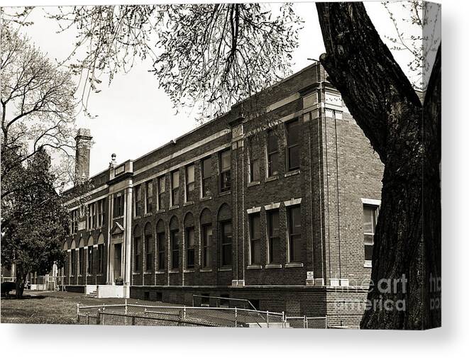Old School Canvas Print featuring the photograph Border Star Elementary School Kansas City Missouri 2 by Andee Design