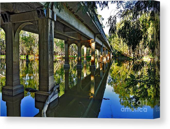 Photography Canvas Print featuring the photograph Bridge over Ovens River by Kaye Menner