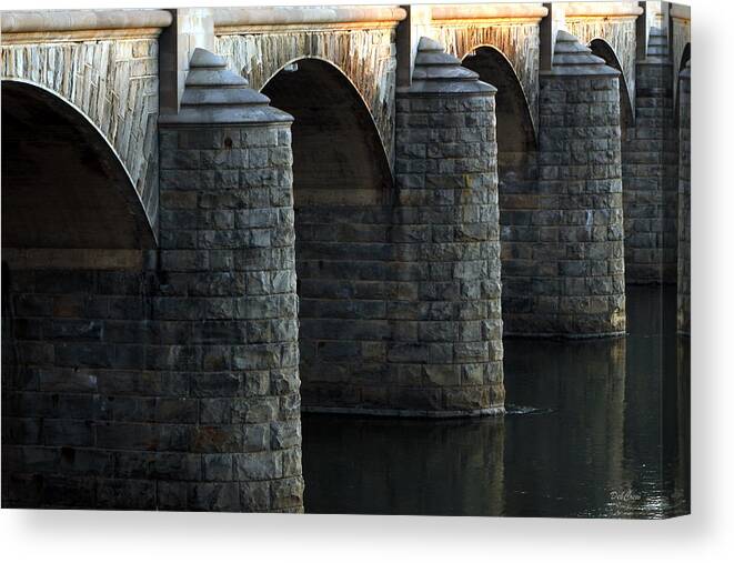 Bridge Canvas Print featuring the photograph Bridge Pillars by Deborah Crew-Johnson