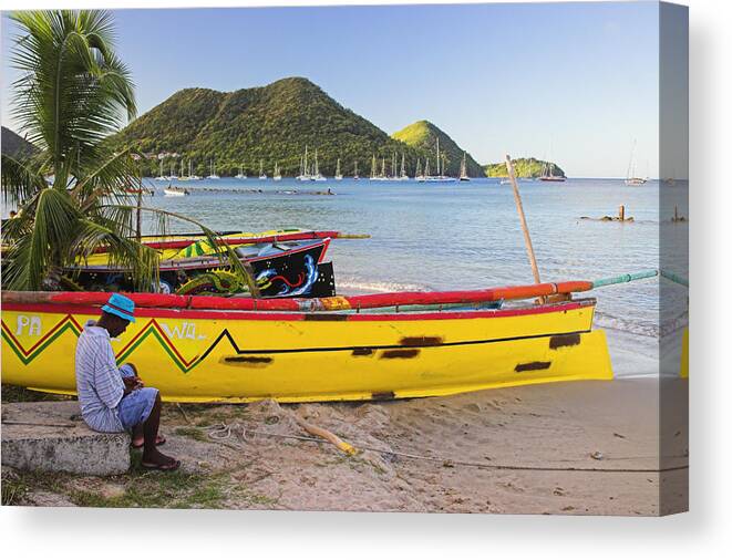 Boat Canvas Print featuring the photograph Canoes- St Lucia by Chester Williams