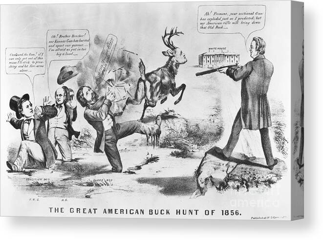 1856 Canvas Print featuring the photograph Cartoon: Election Of 1856 by Granger