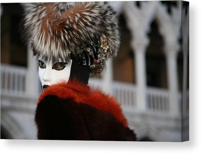 Venice Carnival Canvas Print featuring the photograph Cecile - Over the Shoulder by Donna Corless