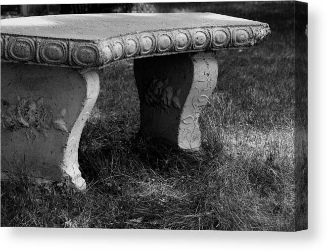 William Meemken Canvas Print featuring the photograph Cement Bench  B and W Version by William Meemken