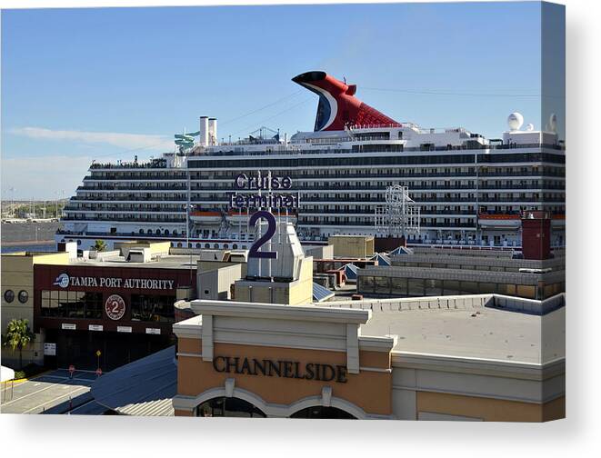 Cruise Ship Canvas Print featuring the photograph Channelside Tampa by David Lee Thompson