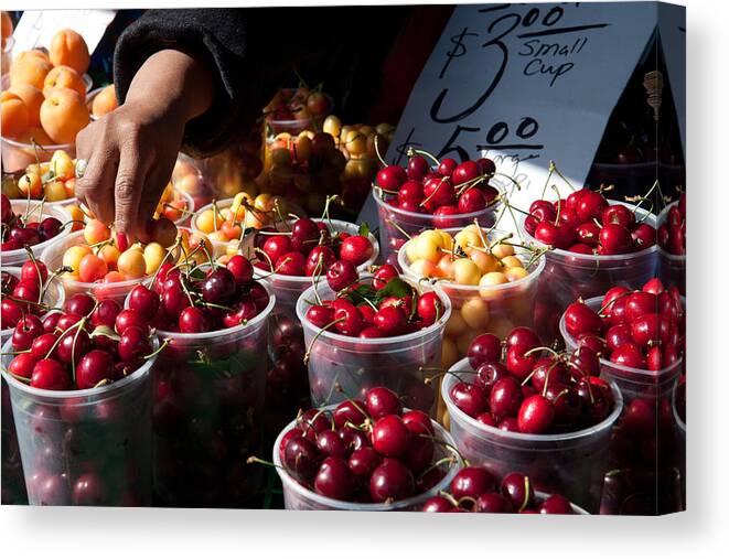 Farmers Market Canvas Print featuring the photograph Cherry Picking by Dina Calvarese