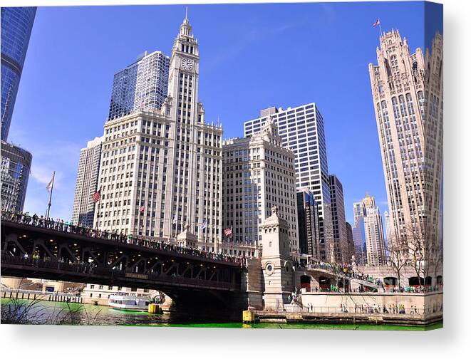 Wrigley Tower Chicago Canvas Print featuring the photograph Chicago Wrigley Building by Dejan Jovanovic