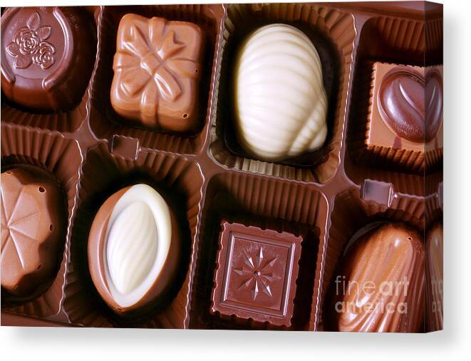 Assorted Canvas Print featuring the photograph Chocolates closeup by Carlos Caetano