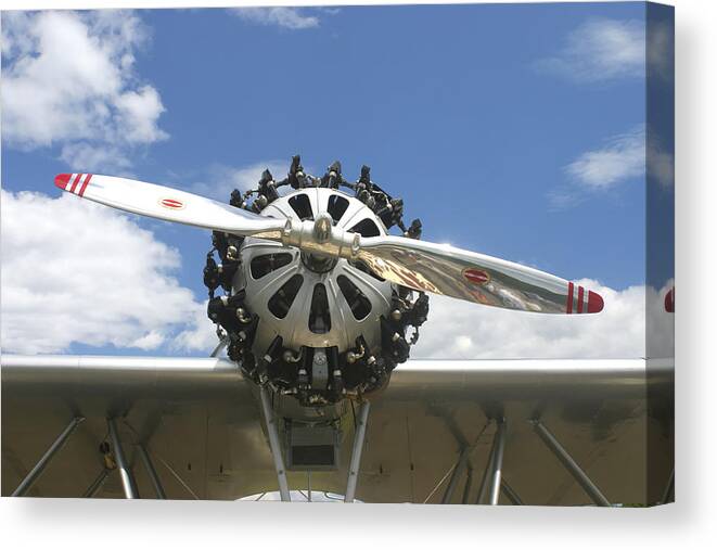 Airplane Canvas Print featuring the photograph Close-up Of Engine On Antique Seaplane Canvas Poster Print by Keith Webber Jr