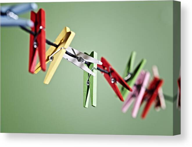 Rope Canvas Print featuring the photograph Clothes Pegs by Joana Kruse