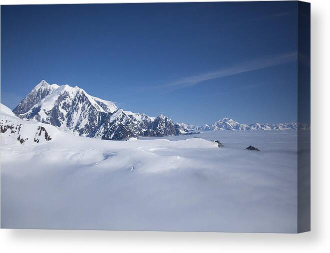 00477982 Canvas Print featuring the photograph Cloud-covered Bowl Of The Upper Hubbard Glacier by Matthias Breiter
