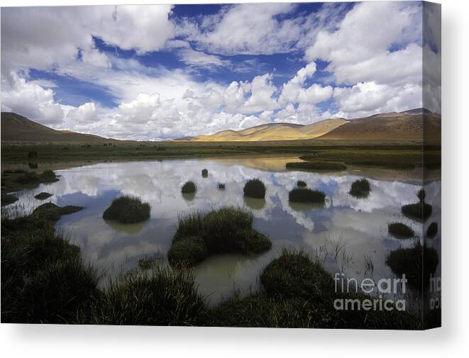 Landscape Canvas Print featuring the photograph Cloud Reflection - Tibetan Plateau by Craig Lovell